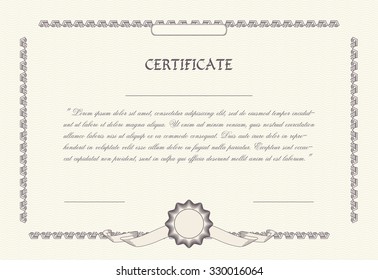 Certificate, diploma template, vector illustration