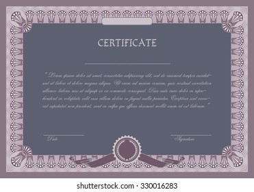 Certificate, diploma template, vector illustration