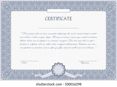 Certificate, diploma template, vector illustration
