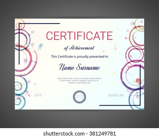Certificate or diploma template. Vector illustration.