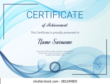 Certificate or diploma template. Vector illustration.