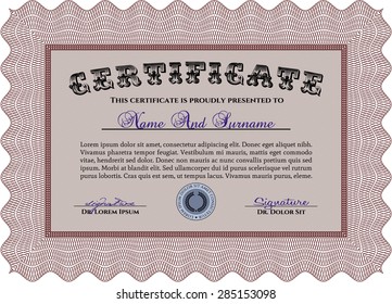 Certificate or diploma template. Vector pattern that is used in money and certificate.With background. Artistry design. 