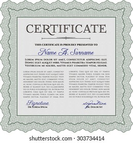 Certificate or diploma template. Vector pattern that is used in money and certificate.With background. Artistry design. 