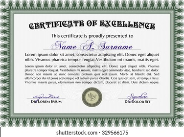 Certificate or diploma template. Vector pattern that is used in currency and diplomas.Excellent design. With guilloche pattern. 