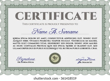 Certificate or diploma template. Vector certificate template.Printer friendly. Superior design. 