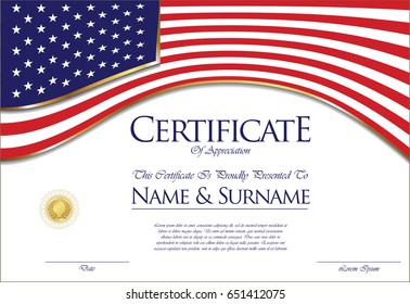 Certificate Diploma United States America Flag Stock Vector (Royalty ...