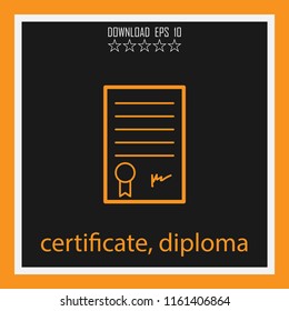 certificate, diploma vector icon