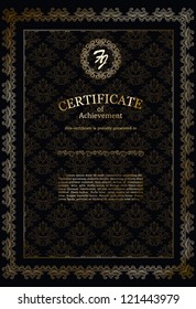 Certificate, Diploma Vintage frames, borders, design elements. Luxury designed