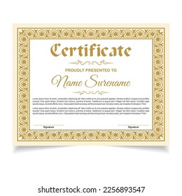 Certificate diploma vintage layout, arabic border frame design
