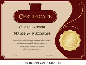 Certificate or diploma vintage style and design template with paper sheet, Award background. vector illustration