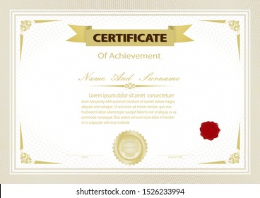 Certificate or diploma vintage style and design template with retro frame or ancient border. vector illustration