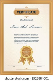 Certificate or diploma vintage style and design template with paper sheet. vector illustration