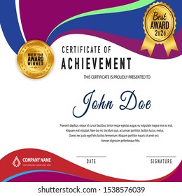 Certificate or diploma vintage style and design template with paper sheet. vector illustration