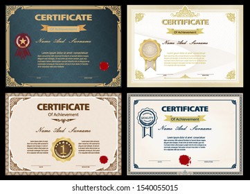 Certificate or diploma vintage style and design template with paper sheet. vector illustration