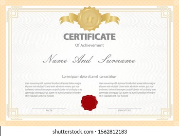 Certificate or diploma vintage style and design template with paper sheet. vector illustration