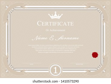 Certificate or diploma vintage style and retro design template vector illustration