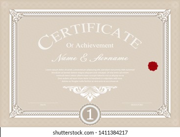 Certificate or diploma vintage style and retro design template vector illustration