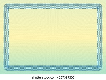 Certificate, diploma or voucher template with ornamental border. Vector illustration.