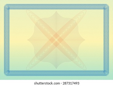 Certificate, diploma or voucher template with ornamental border. Vector illustration.