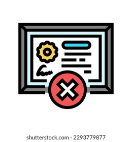certificate disapprove color icon vector. certificate disapprove sign. isolated symbol illustration