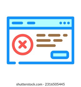 certificado no aprueba el vector de icono de color. signo de desaprobación de certificado. ilustración de símbolo aislado
