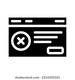 certificate disapprove glyph icon vector. certificate disapprove sign. isolated symbol illustration
