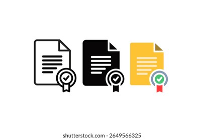 Zertifikatdokument mit Badge Icon Collection