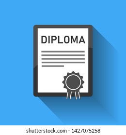 Certificate document flat vector icon. Web design element. Business, education documentation blank.