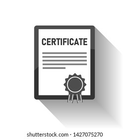 Certificate document flat vector icon. Web design element. Business, education documentation blank.