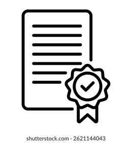 Certificate document icon for approval and achievement concepts	
