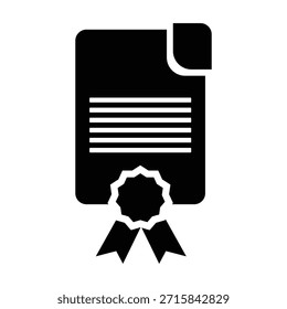 Icono del documento del certificado con la cinta, Vector oficial aprobado del archivo
