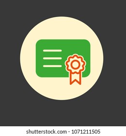 certificate document icon, vector diploma illustration, license symbol