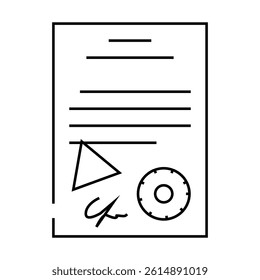 certificate document line icon vector. certificate document sign. isolated contour symbol black illustration