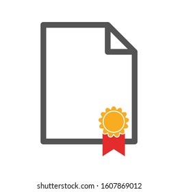 Certificate Document Medal Icon.  Illustration, Idea For Infographics. Editable Icon Vector Illustration