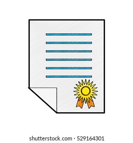 certificate document with seal stamp over white background. vector illustration