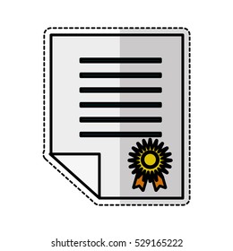 certificate document with seal stamp over white background. vector illustration