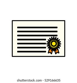 certificate document with seal stamp over white background. vector illustration