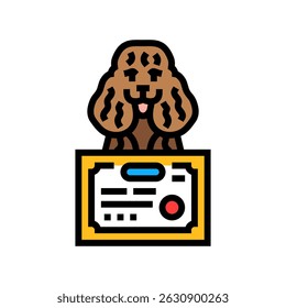 certificate dog competition show color icon vector. certificate dog competition show sign. isolated symbol illustration