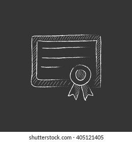 Certificado. Dibujado en un icono de tiza.