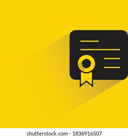 certificate with drop shadow on yellow background