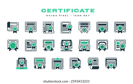 Certificate Dual Tone icon sets. Universal creative premium symbol. Vector sign icon logo template. Vector illustration
