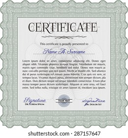 Certificate. Easy to print. Lovely design. Vector pattern that is used in currency and diplomas.
