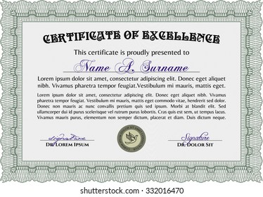 Certificate. Easy to print. Modern design. Border, frame.