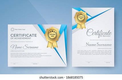 certificate of elegance in modern blue