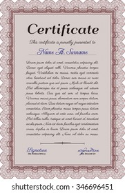 Certificate. Elegant design. With complex linear background. Money style.