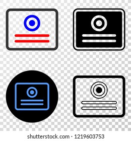 Certificate EPS vector pictograph with contour, black and colored versions. Illustration style is flat iconic symbol on chess transparent background.