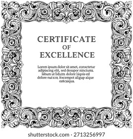 Certificado De Excelencia Borde de Vector con marco adornado para diplomas de premio.