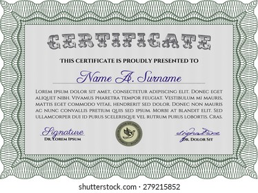 Certificado. Excelente diseño. Plantilla de certificado de cuadro Vector.Con un gran patrón de guilloche de calidad. 