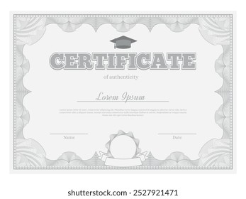 Certificate features a sophisticated geometric line pattern around its border and placeholders for name and date, suitable for various official purposes.