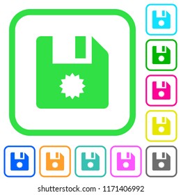 Certificate file vivid colored flat icons in curved borders on white background